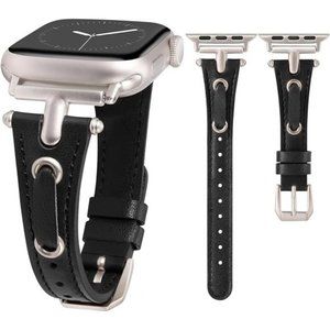 NEW Black Slim Leather Fashion Apple Watch Band